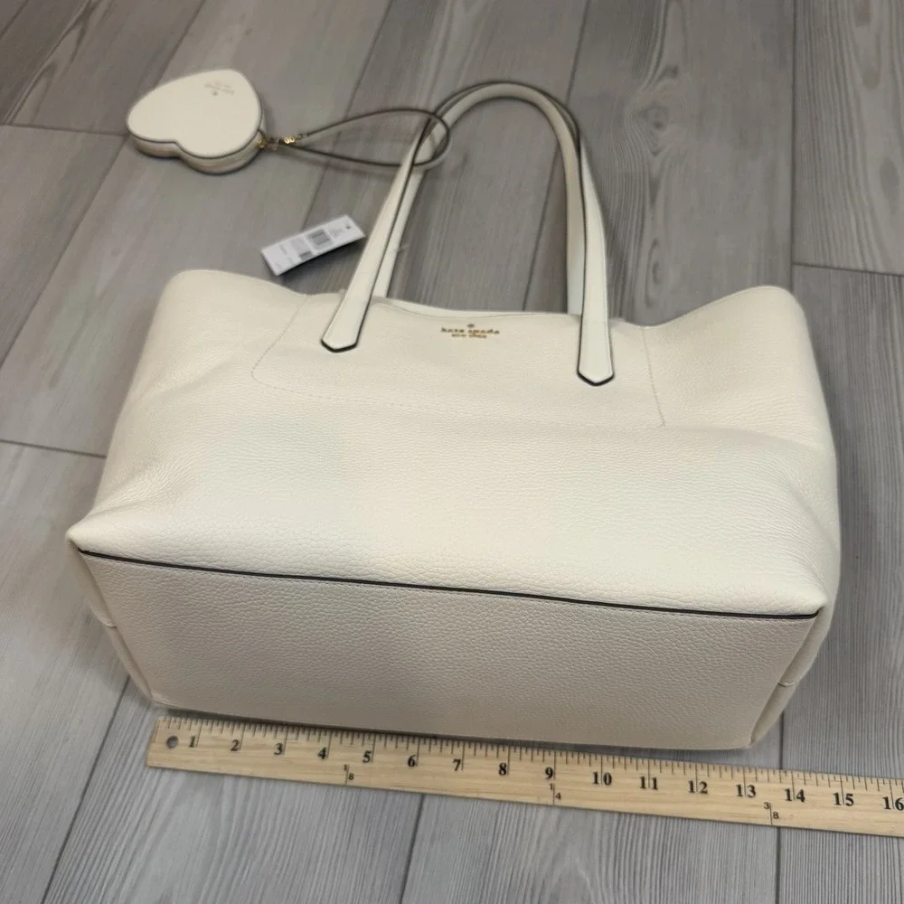 NWT Kate Spade KN624 Cece Pebbled Leather Large Tote Set In Meringue BEIGE - Picture 8 of 13